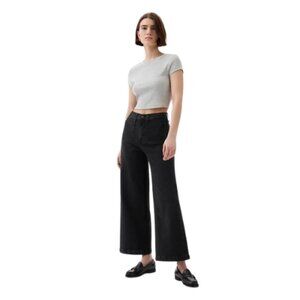 Gap Womens 32 High Rise Stride Ankle Black Wash Jeans